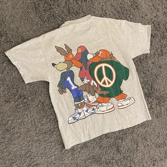 Vintage 1993 Looney Tunes Bugs Bunny Basketball Cross Colors T-Shirt XL USA Made - Picture 10 of 12